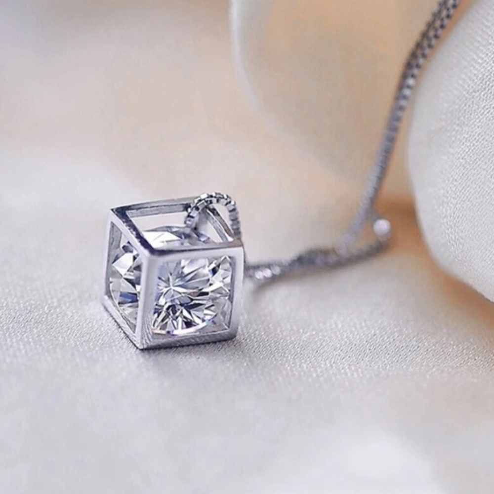 Unique 925 Sterling Silver Statement Platinum Charm Necklace